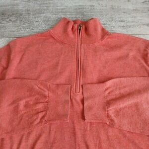 Brooks Brothers Supima Cotton 1/4 Zip Mock Neck Pullover Sweater Mens XL Coral